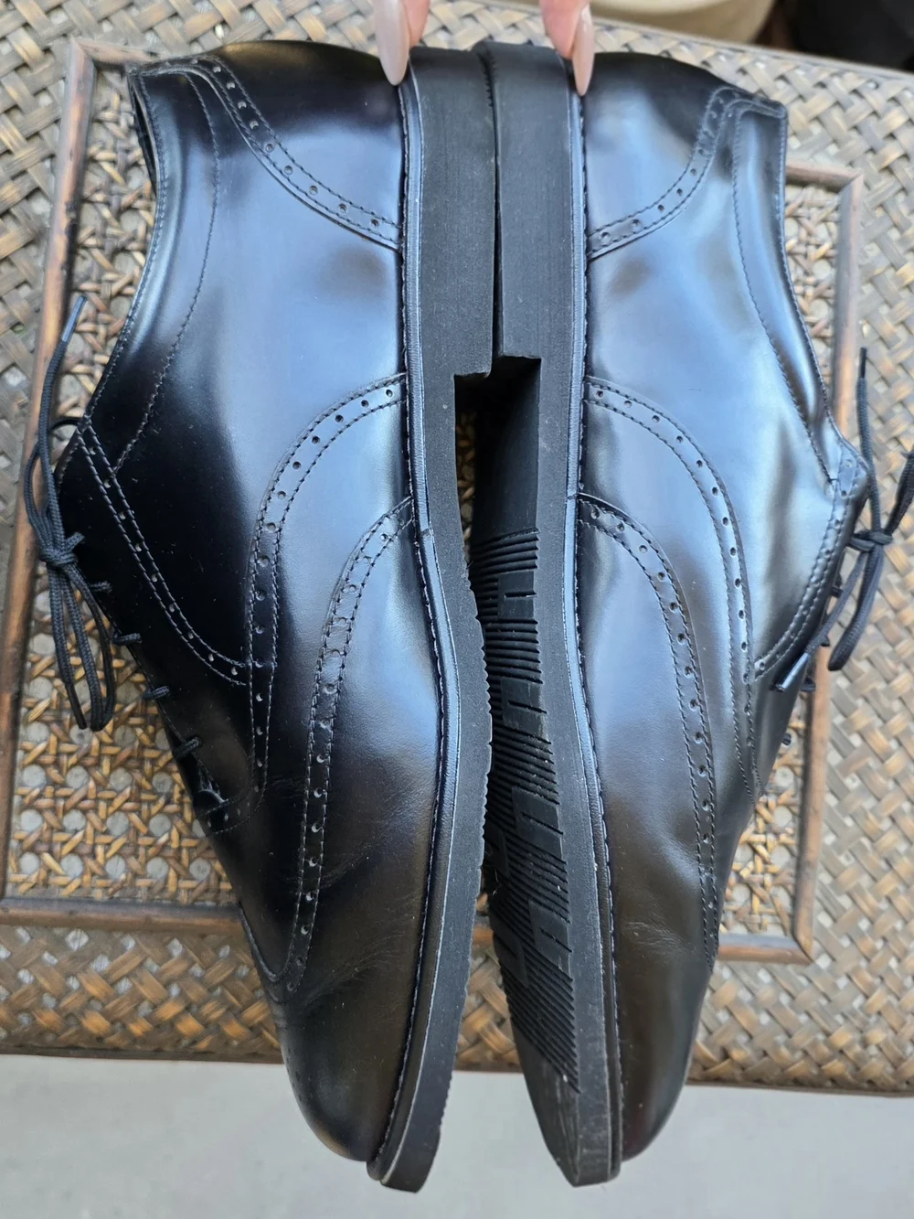 Vintage Men’s Black Leather Wingtip Oxford Shoes L.L. Bean Made In USA 10 XW